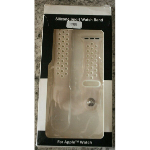3/$15 Apple Watch Silicone Sport Watch Band  LPAJ288170 38MM Off White NIB - Picture 2 of 3